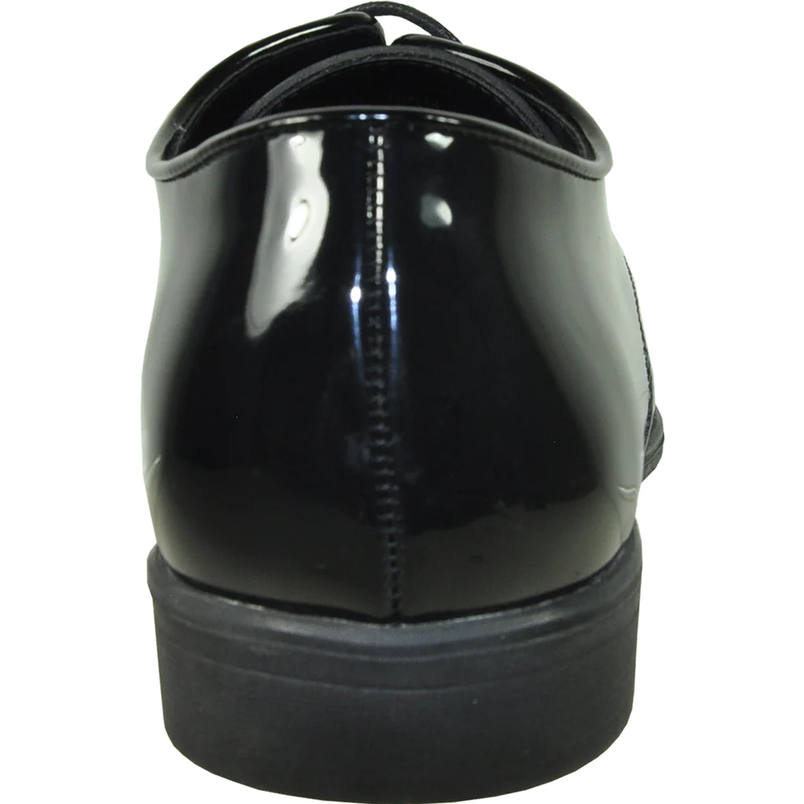Mens Shiny Patent Plain Toe Tuxedo Dress Shoe in Black
