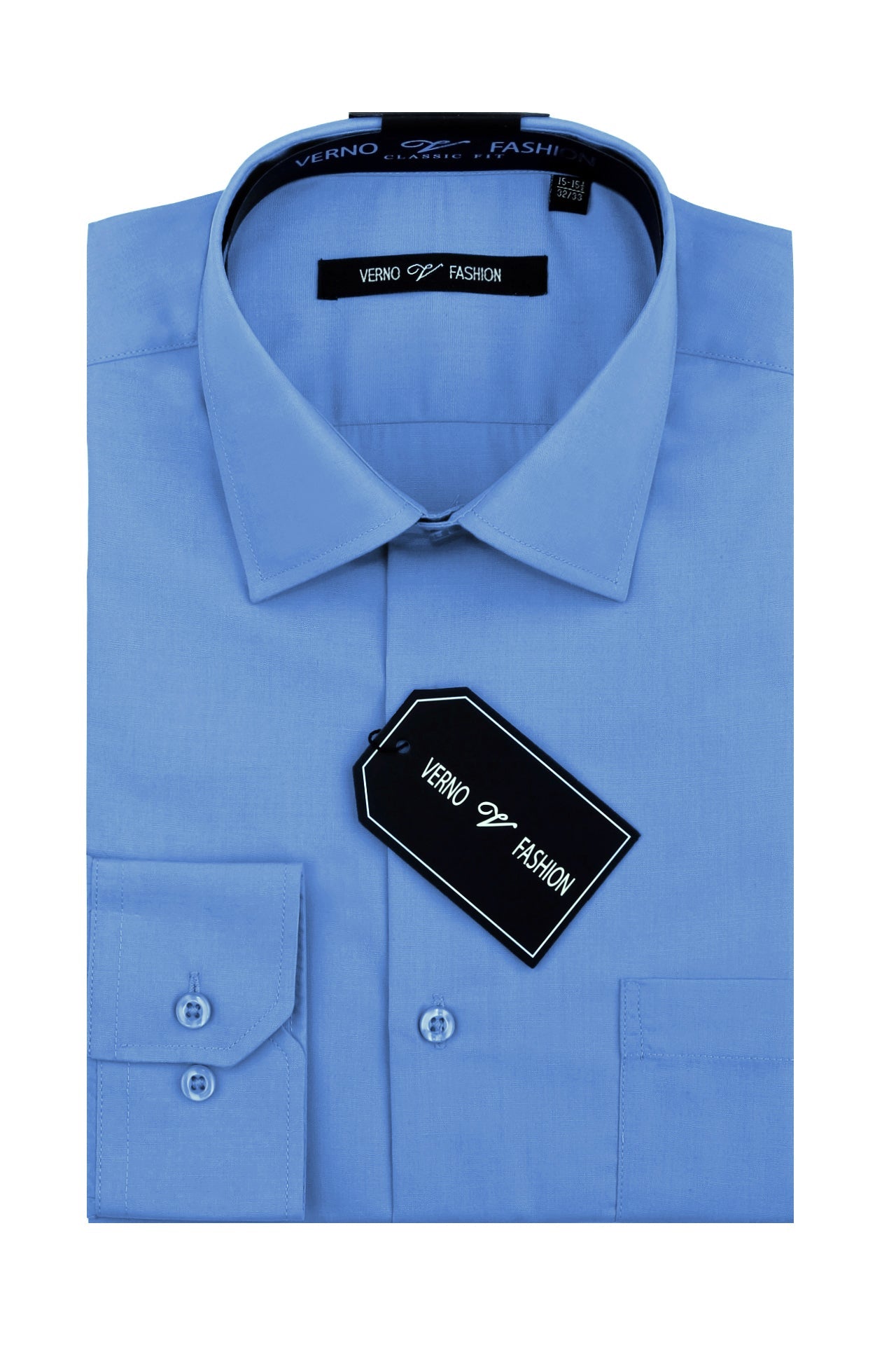Men’s Regular Fit Cotton Blend Dress Shirt in Light Blue