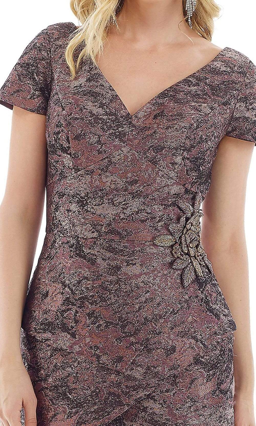 20103 Sleeves V-Neck Peplum Sheath Dress