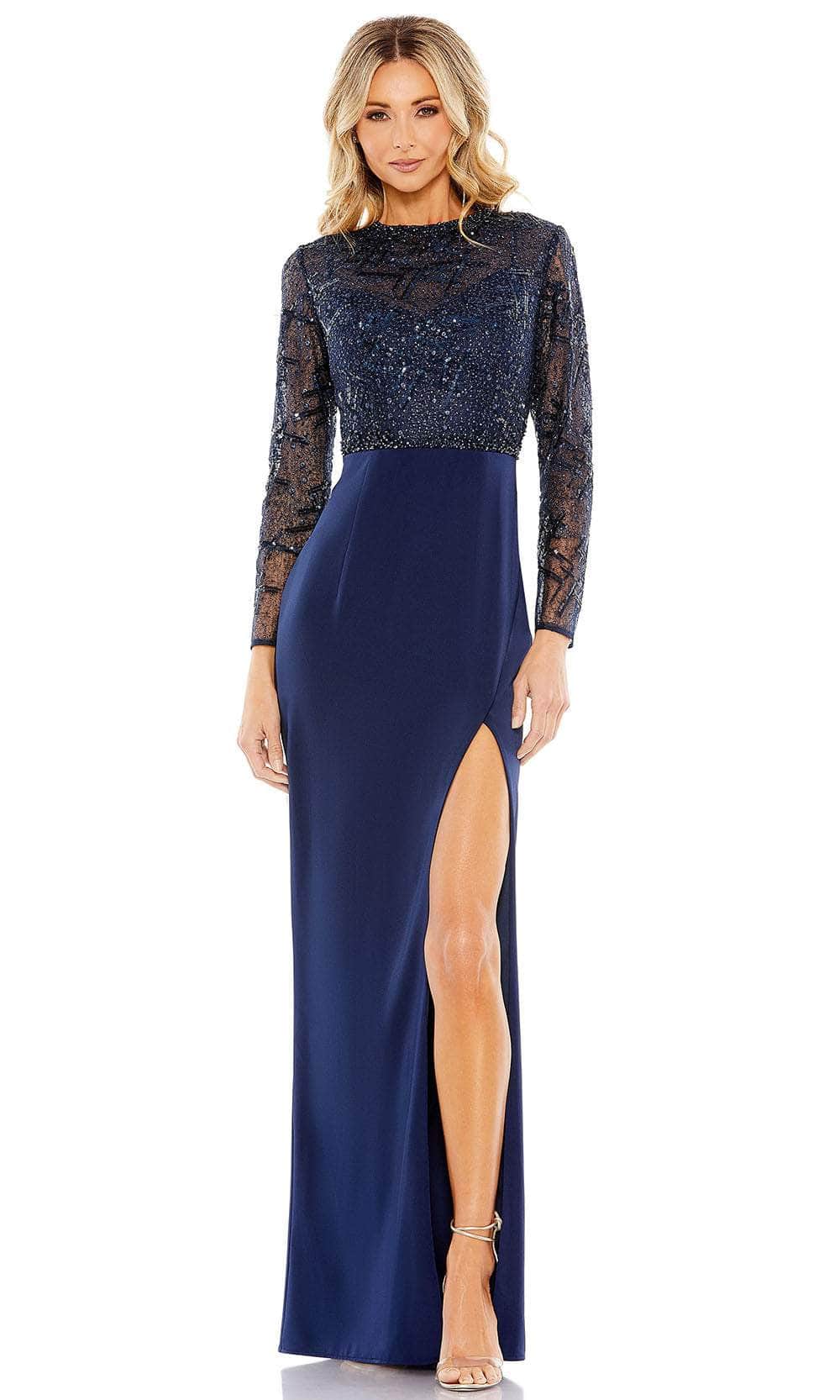 High Neck Embellished Fitted Bodice Evening Dress