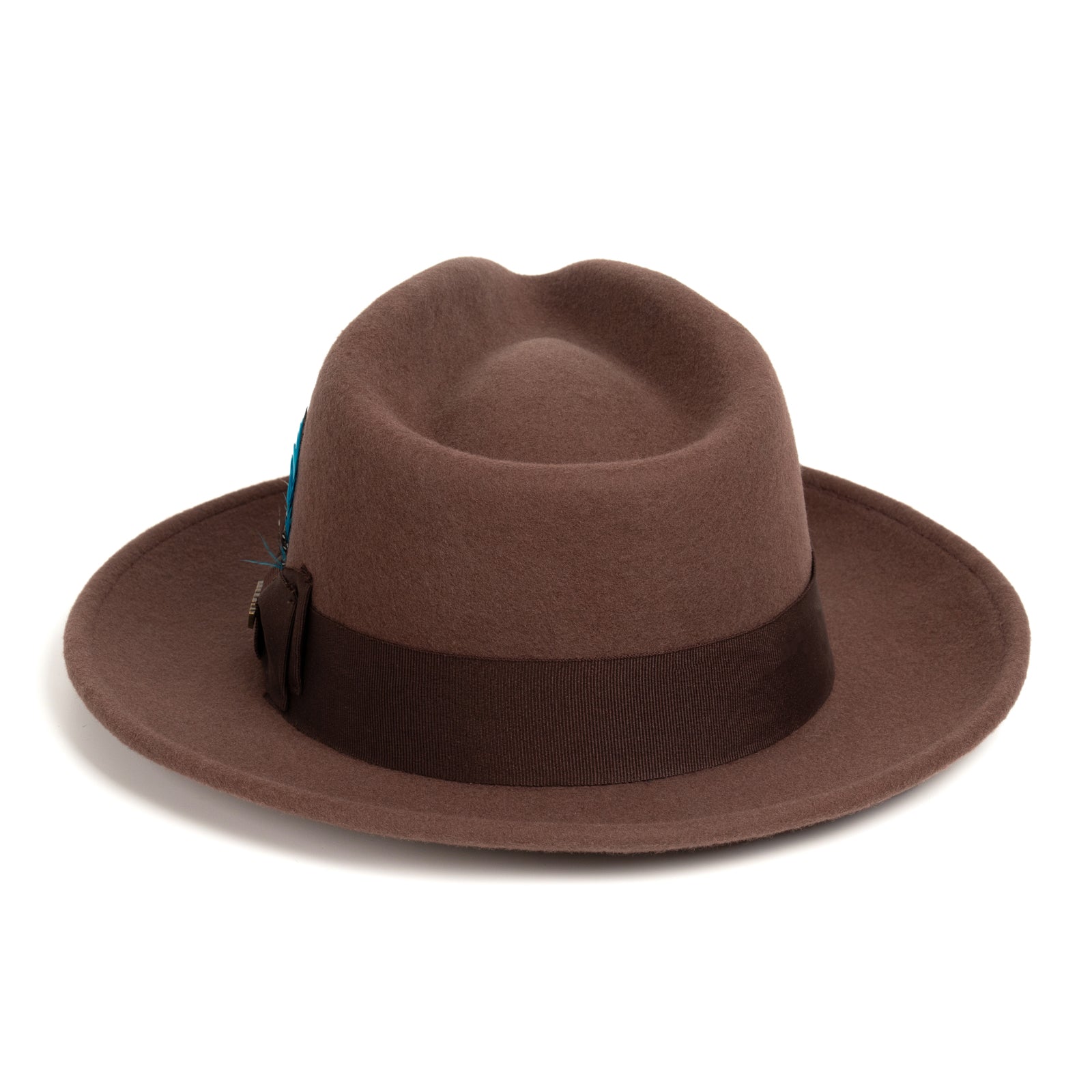 Mens Classic Wool Fedora Dress Hat in Brown