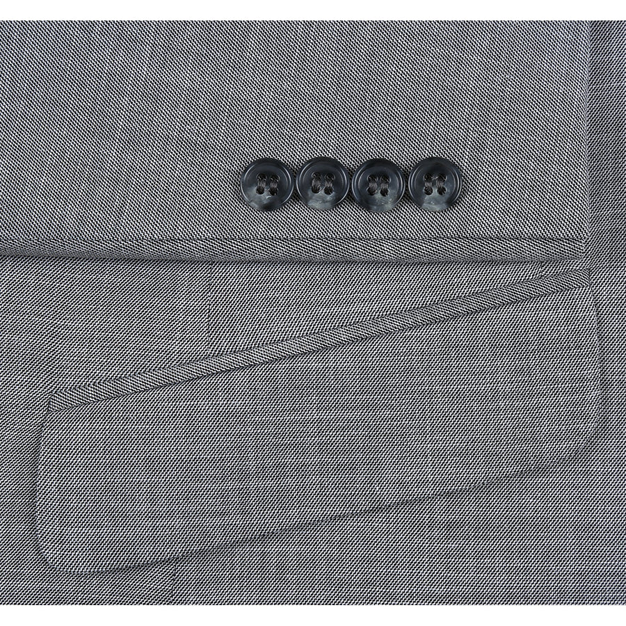 Mens Two Button Slim Fit Two Piece Hack Pocket Suit in Light Grey Weave