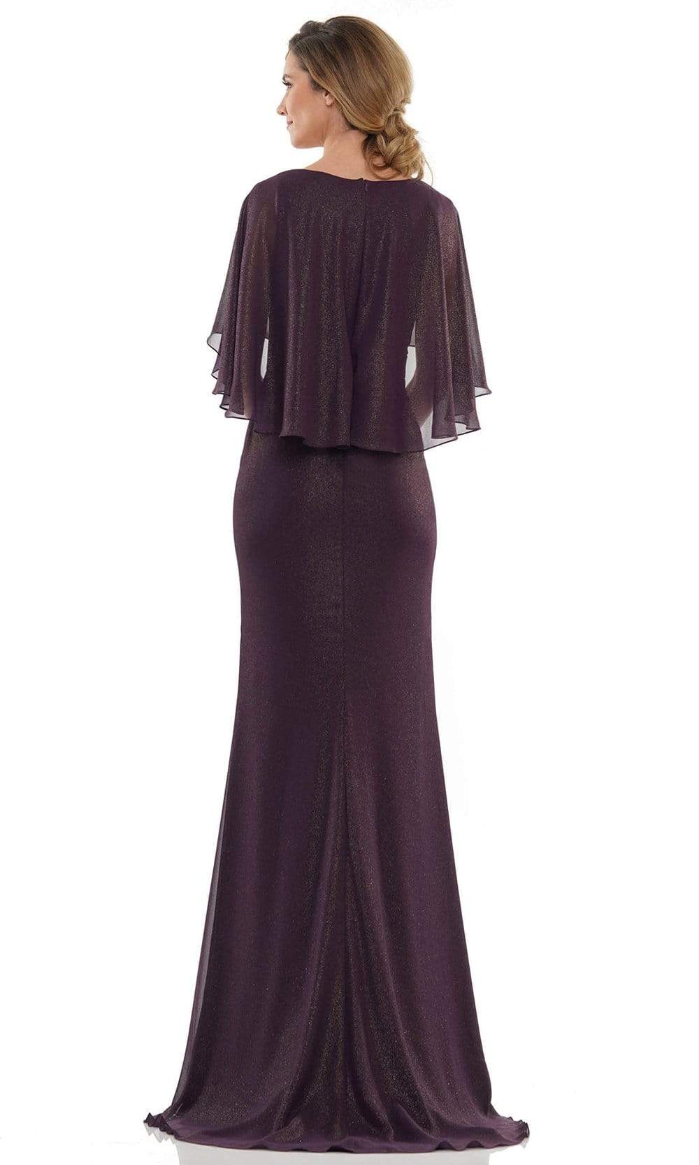 MV1130 Glittered Fabric Poncho Sheath Gown