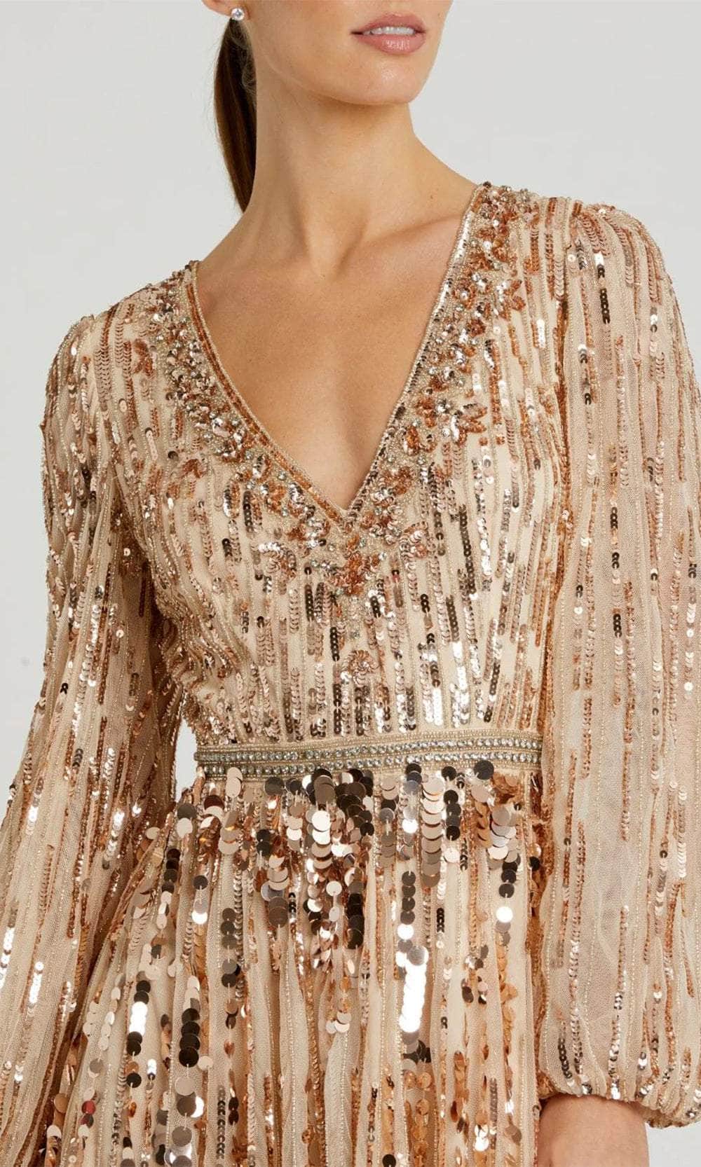 Puff Sleeve Paillette Sequin Evening Dress