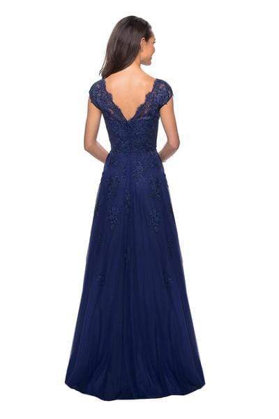 26942 V-Neck Floral Lace Mother of the Groom Tulle Gown