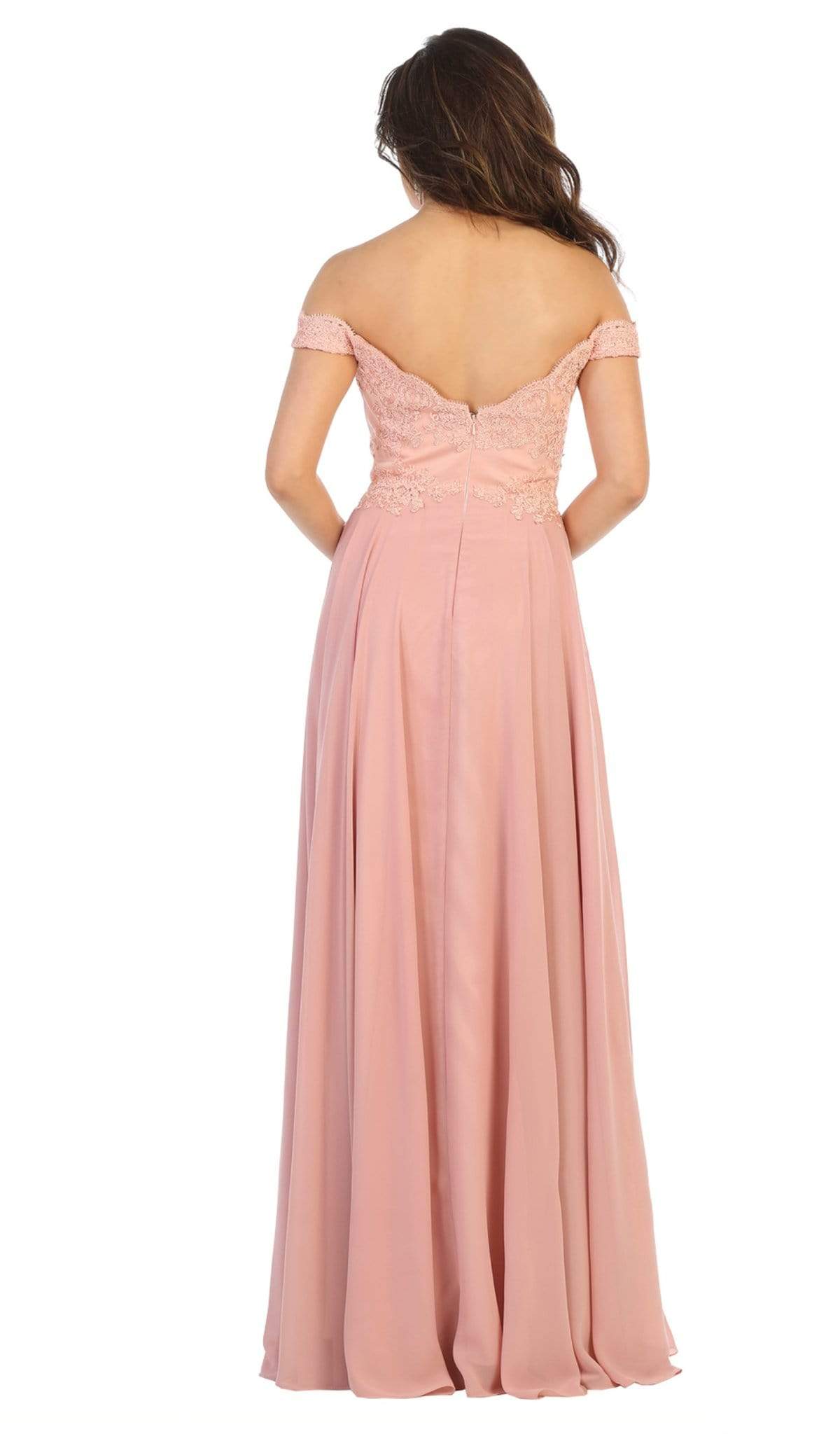 MQ1644B Embroidered Off-Shoulder A-Line Dress