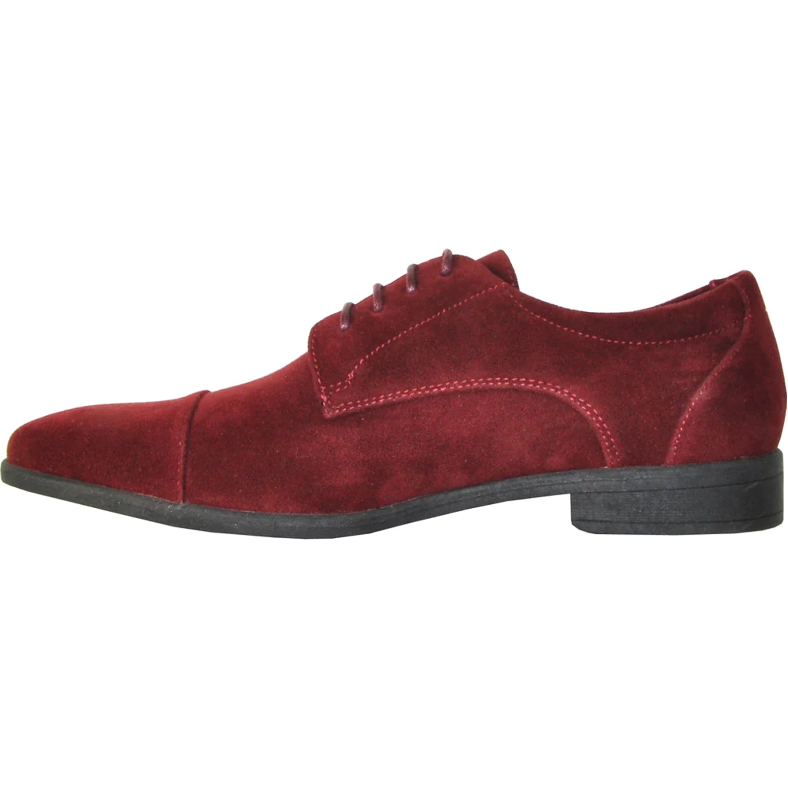 Mens Formal Suede Style Wedding & Prom Cap Toe Dress Shoe in Burgundy