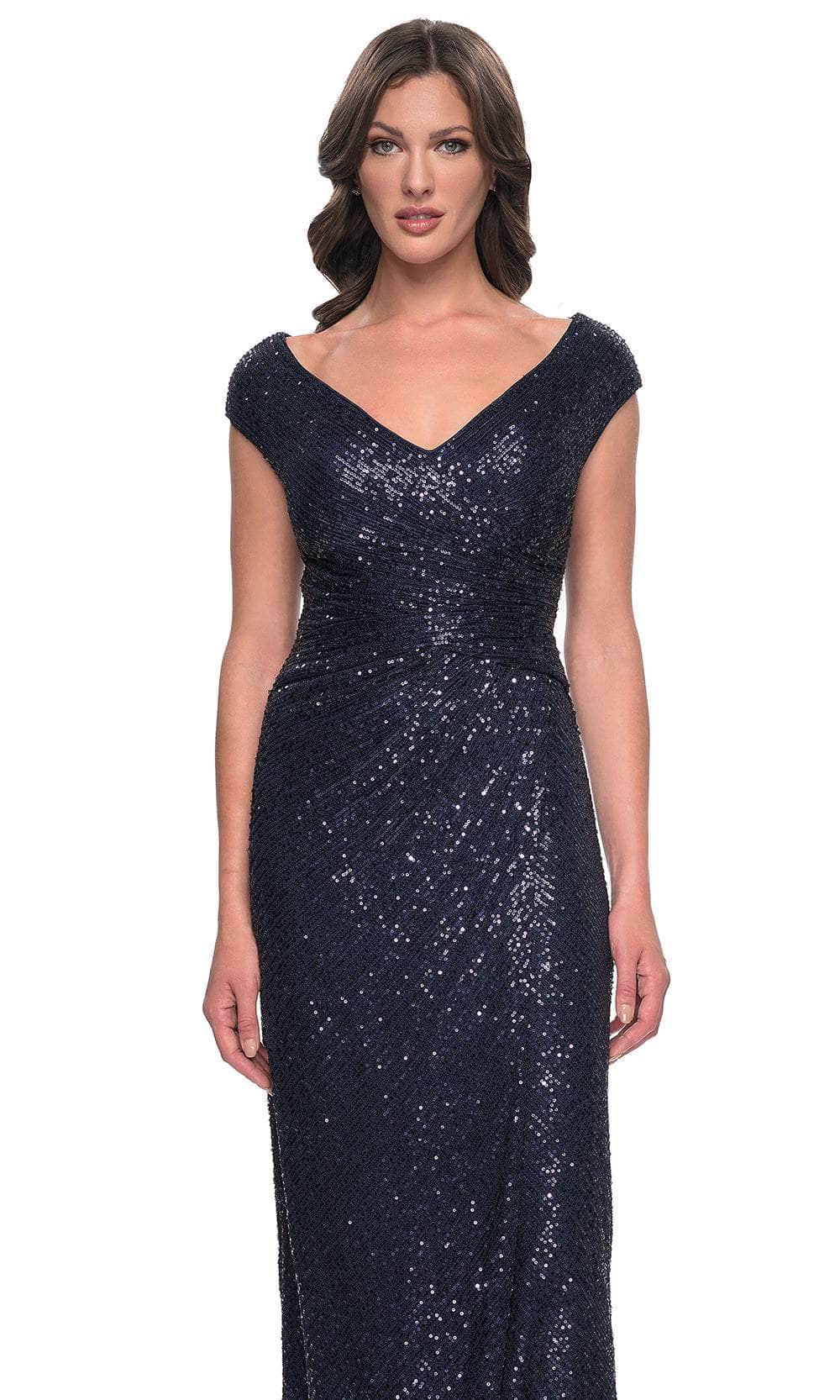 Ruched Sequin Evening Dress