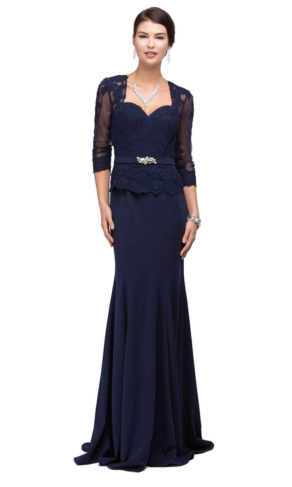 Lace Peplum Long Gown