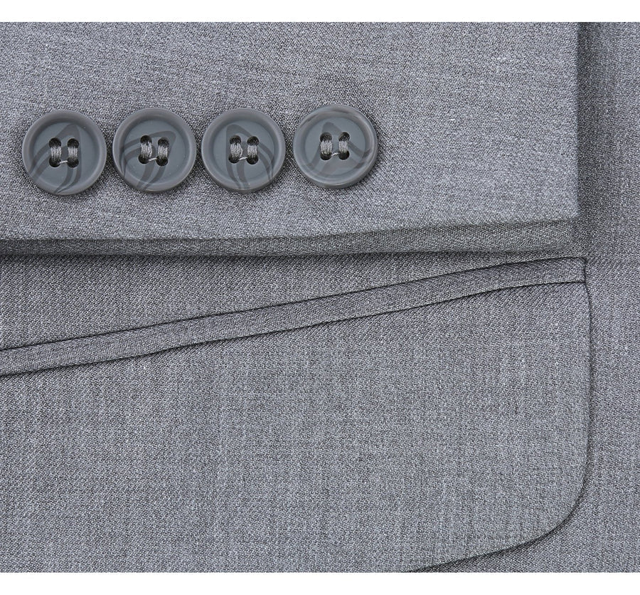 Mens Basic Two Button Classic Fit Suit with Optional Vest in Light Grey