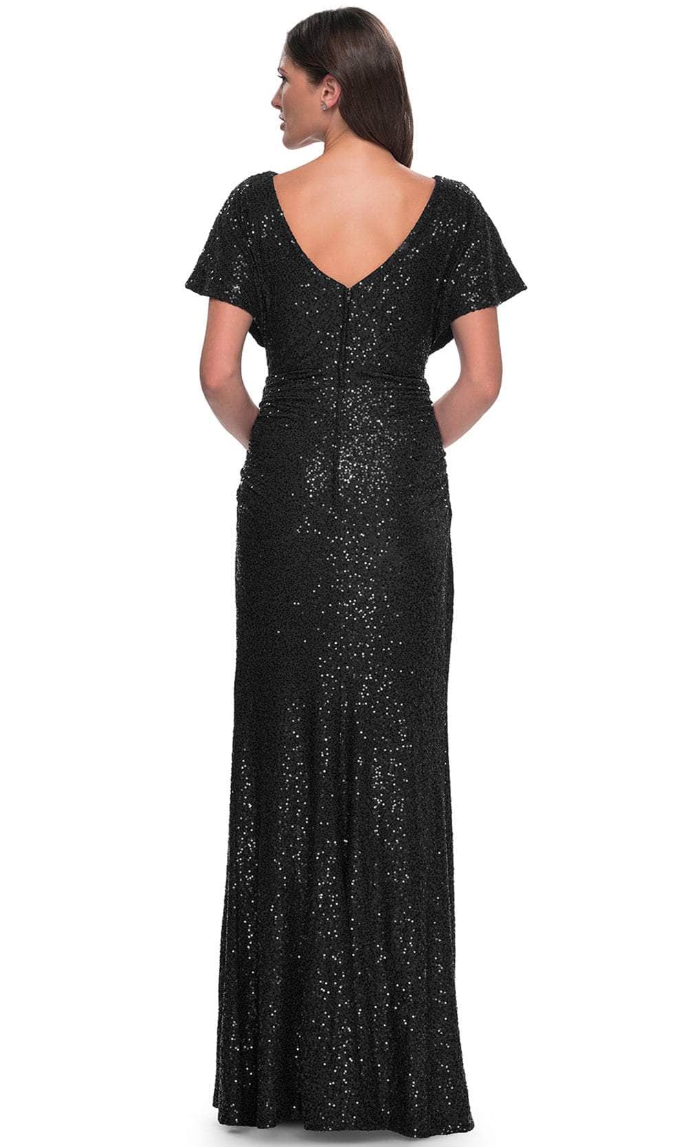 Dolman Sleeve Sequin Evening Dress