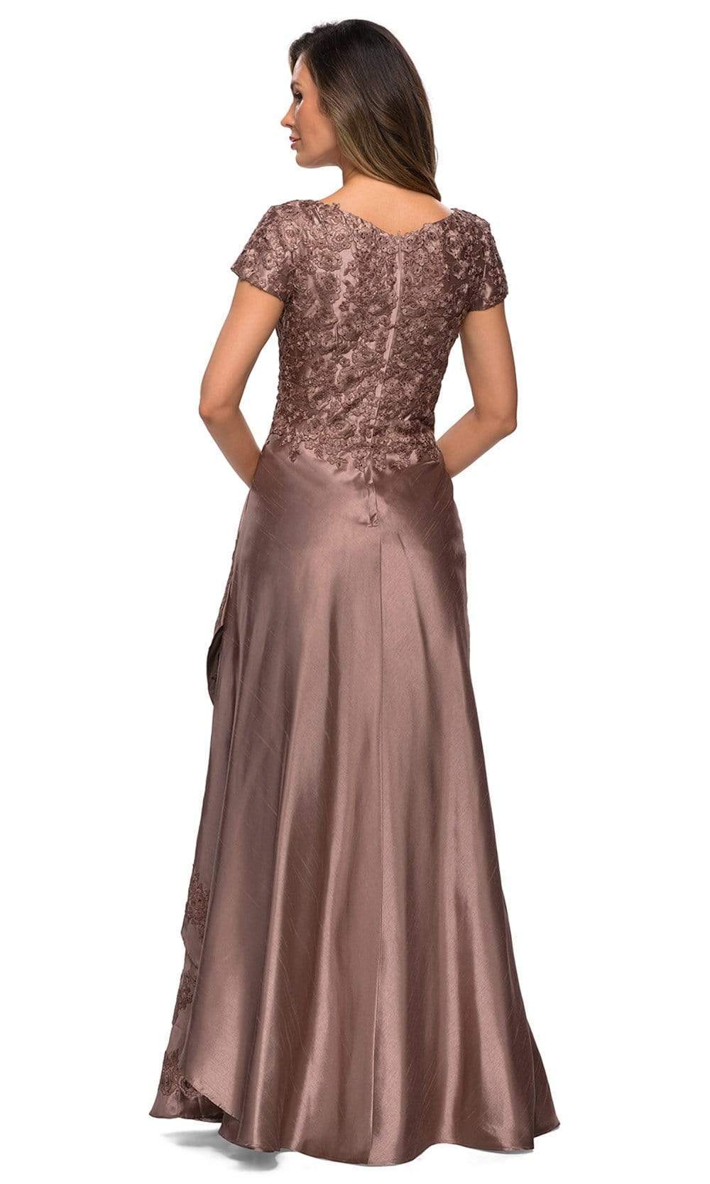 27033 Floral Satin A-Line Mother of the Bride Gown