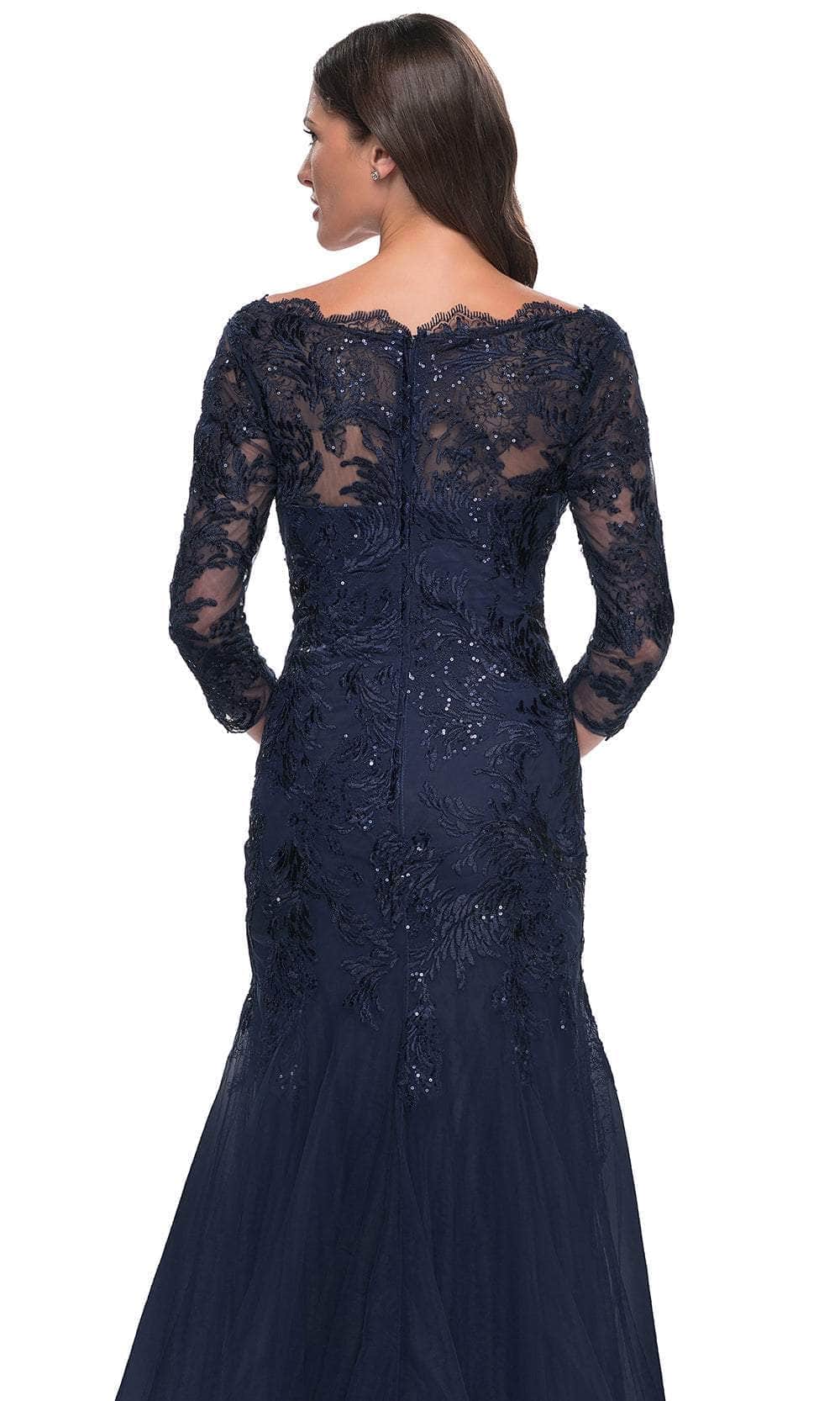 Quarter Sleeve Sequin Lace Formal Dress