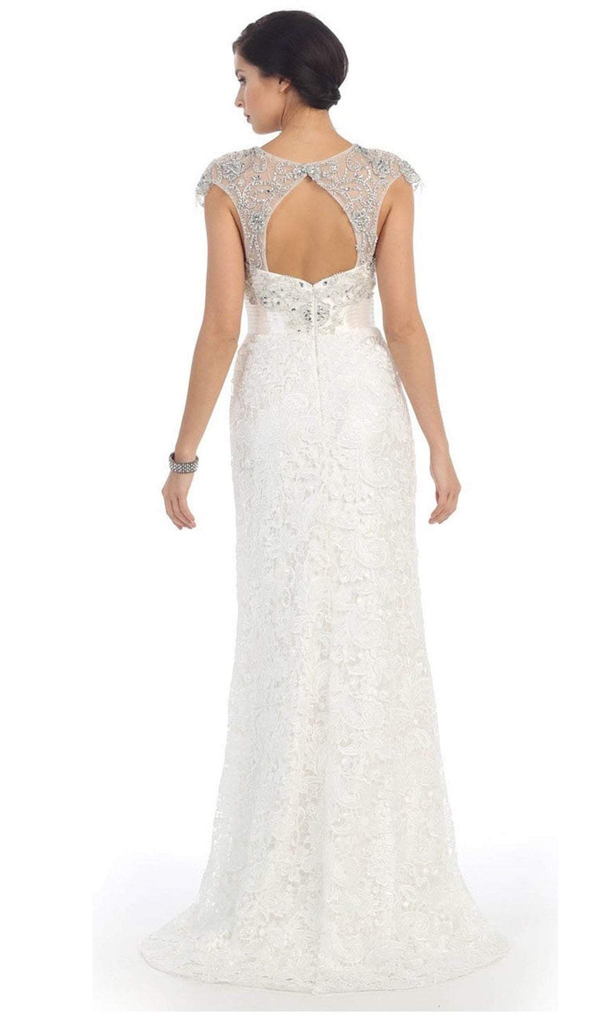 RQ7182 Rhinestone Lace Floral Evening Gown