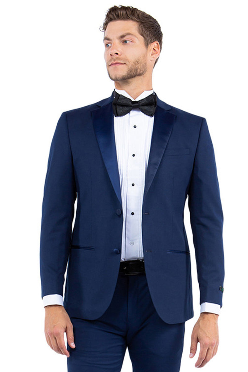 Men’s Modern Fit Two Button Notch Lapel Tuxedo Separates Jacket in Navy with Navy Lapel