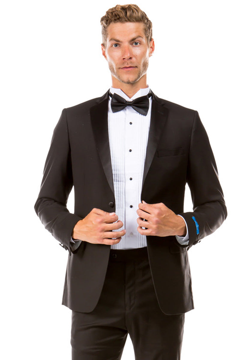 Men’s Slim Fit Two Button Notch Lapel Wedding Tuxedo in Black