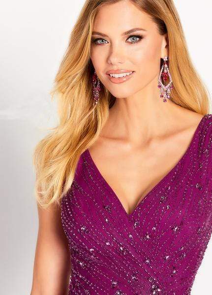 119641 Asymmetrical Beaded Chiffon Gown