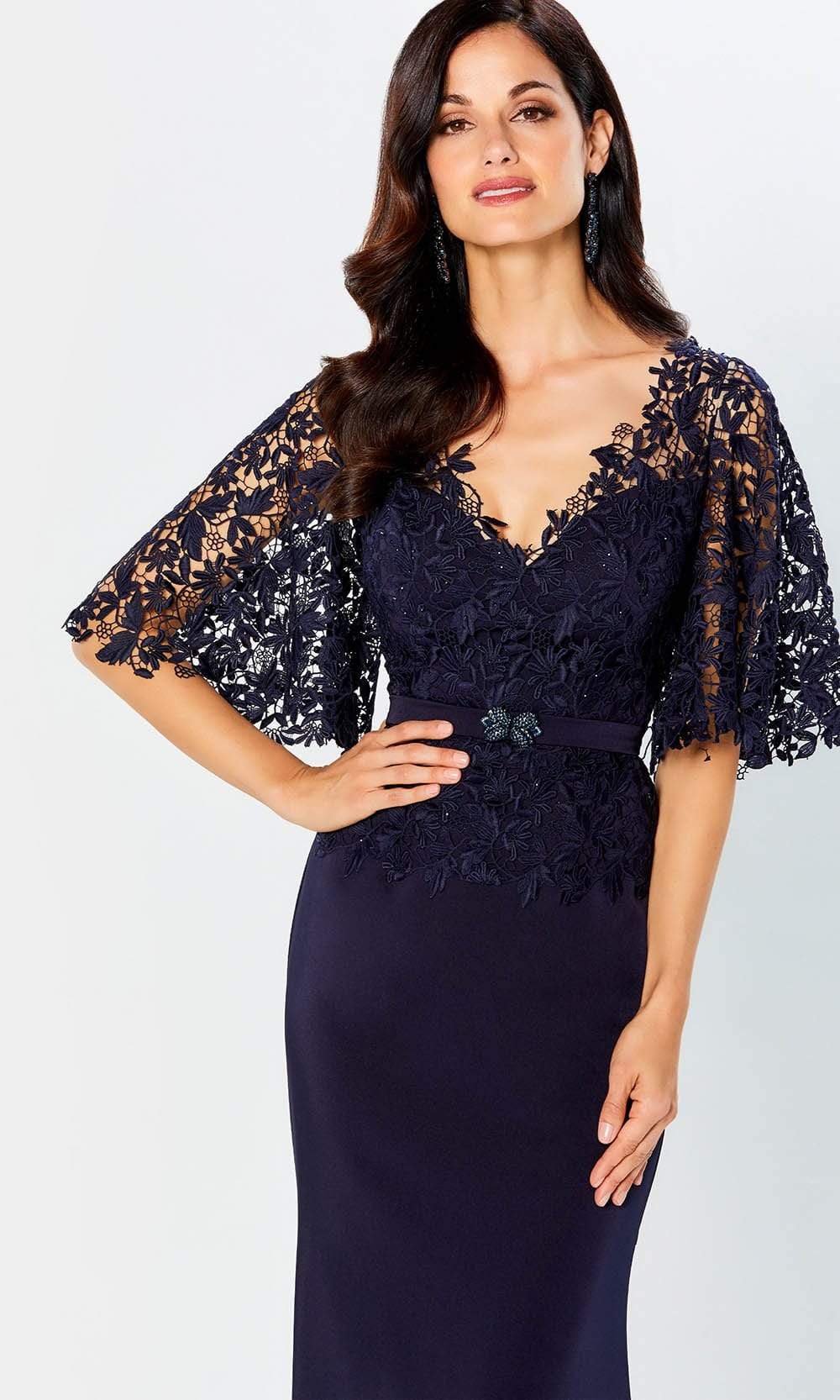 220946 Flutter Sleeve Lace Sheath Dress