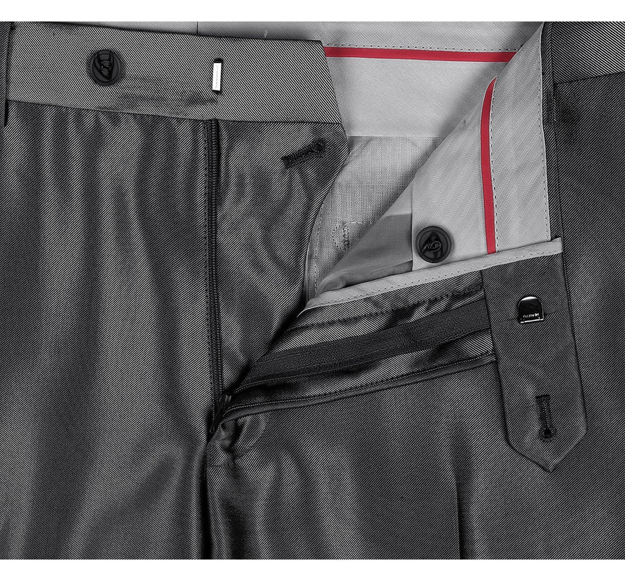 Mens Basic Two Button Slim Fit Suit with Optional Vest in Shiny Black Sharkskin