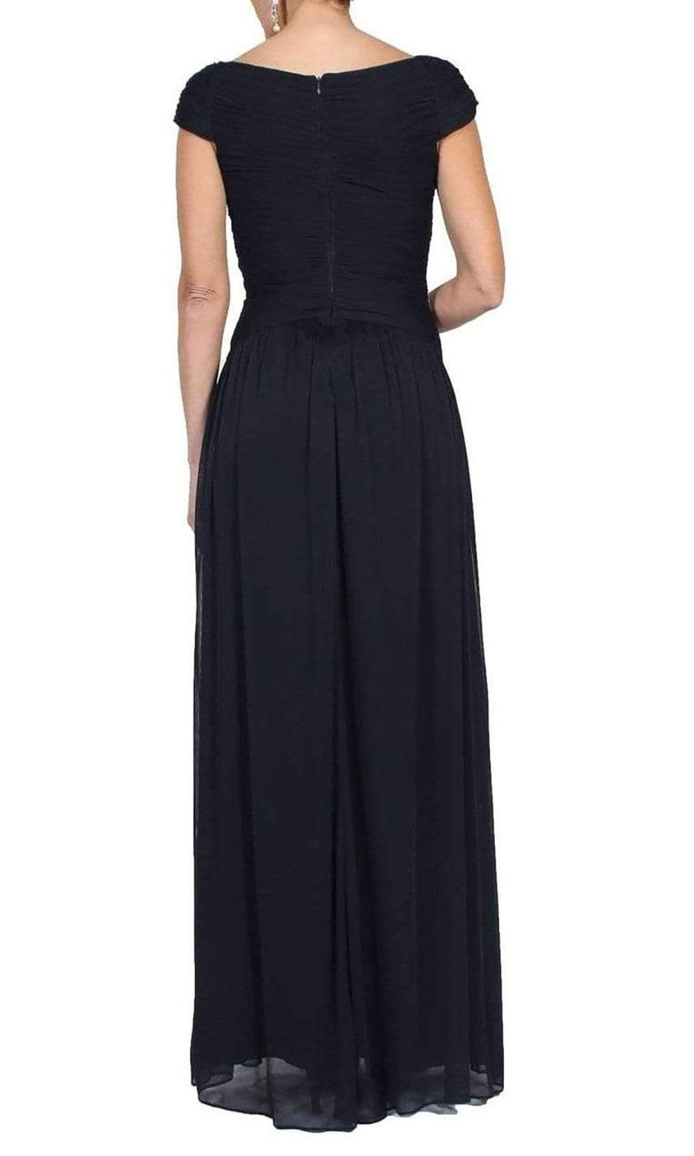 09G879300 Cap Sleeve Embellished Ruched A-Line Gown