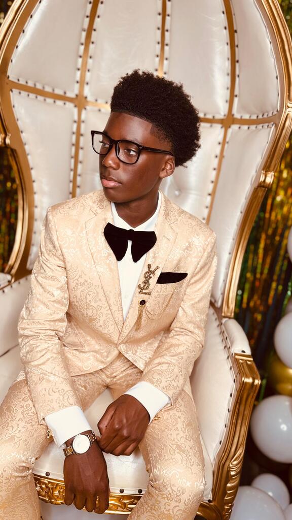 Men’s Slim Fit Shiny Paisley Prom & Wedding Suit in Beige