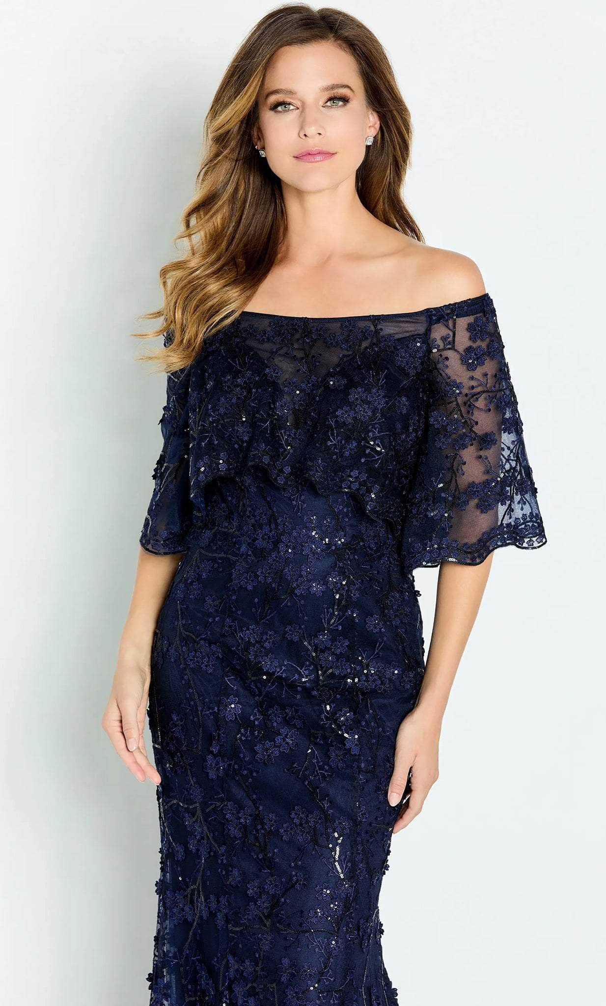 Off Shoulder Floral Lace Mother of the Bride Dress