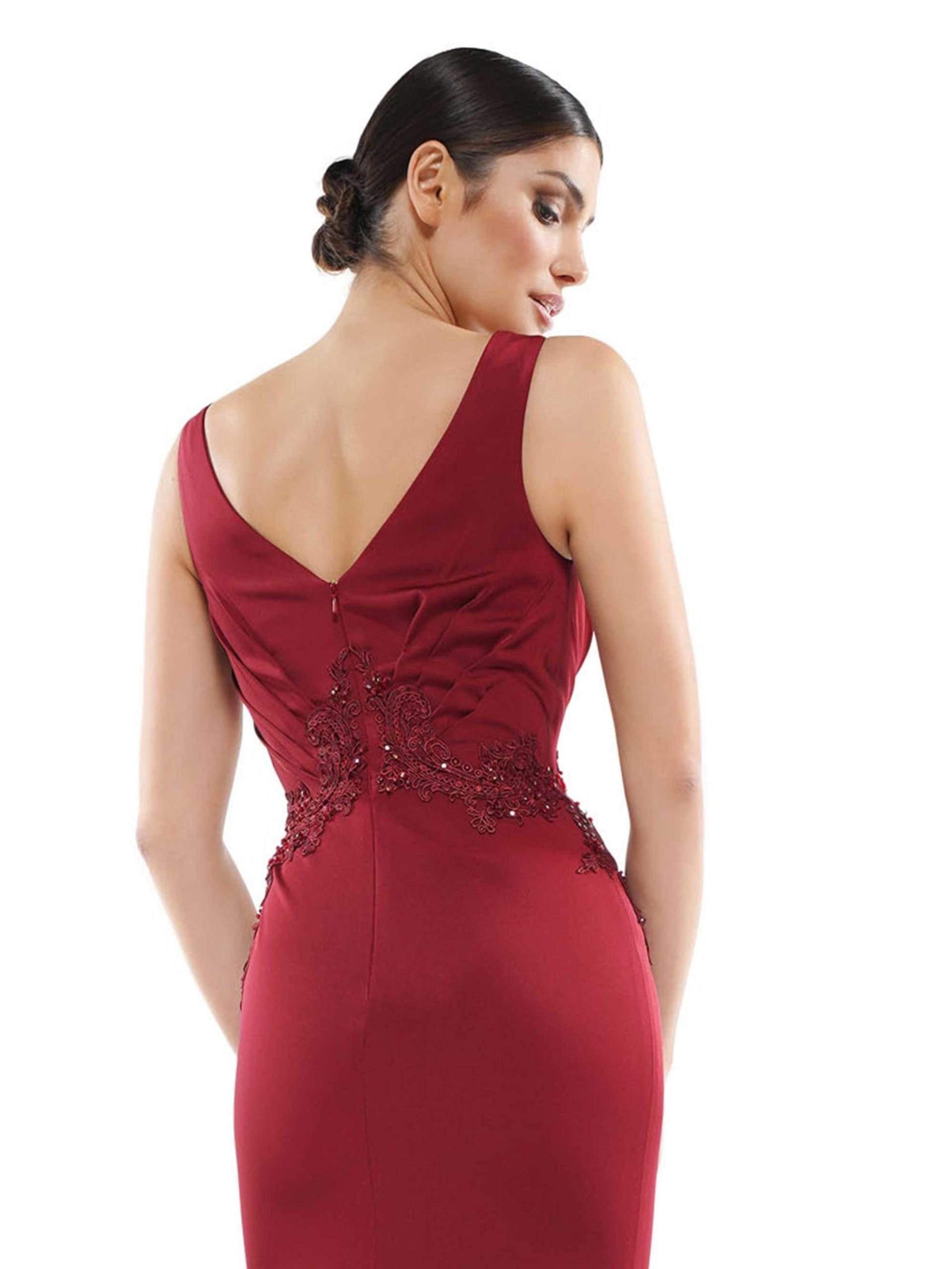 MV1054 Embroidered V-neck Trumpet Dress