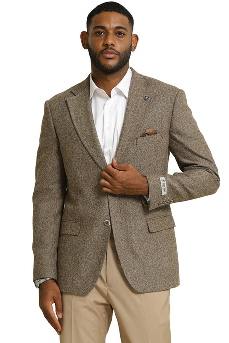 Men’s Stacy Adams Vintage Professors Tweed Blazer in Tan