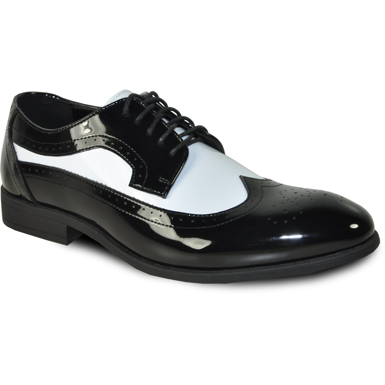 Mens 1920’s Gangster Wingtip Dress Shoe in Black & White