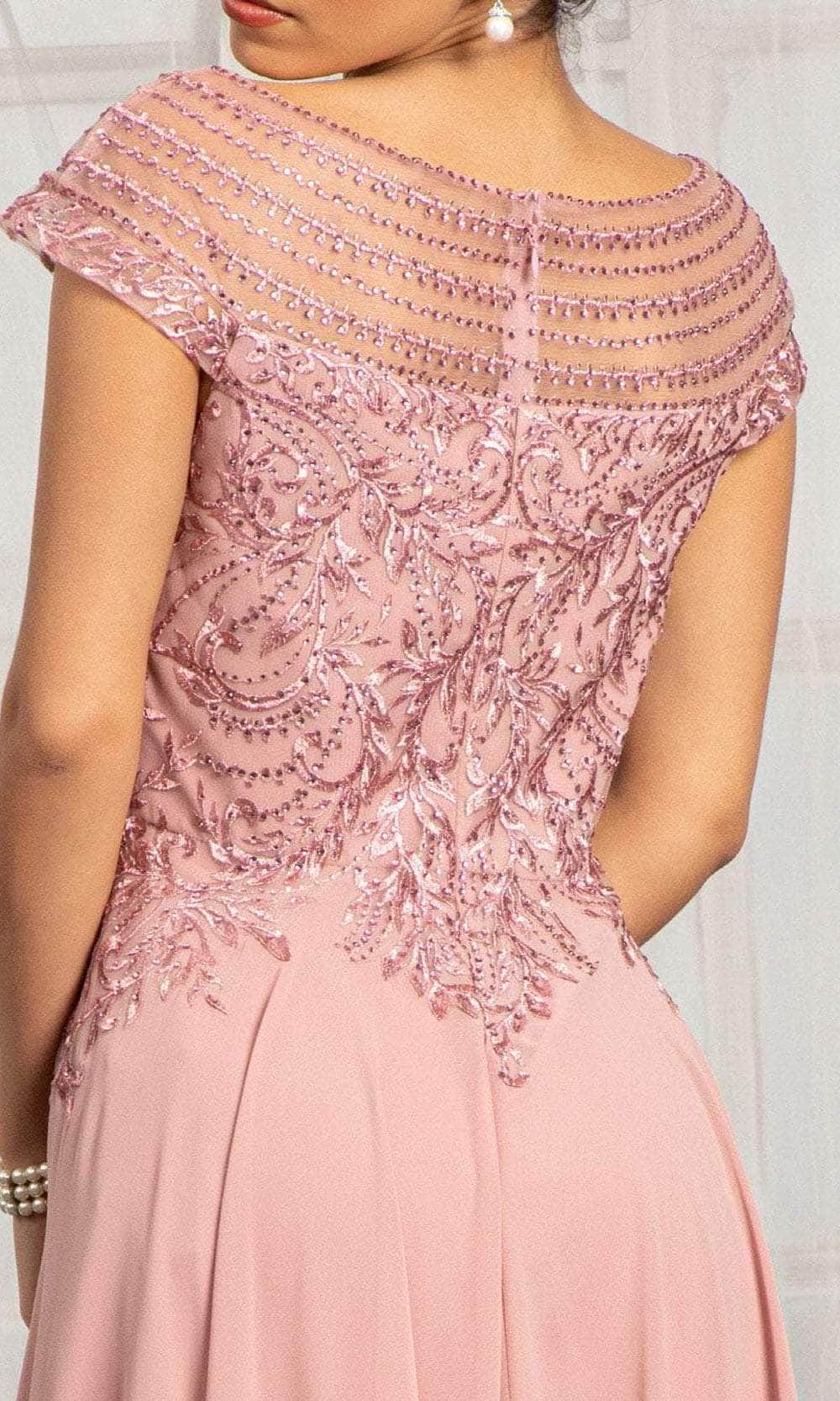 Embroidered Scoop Formal Gown