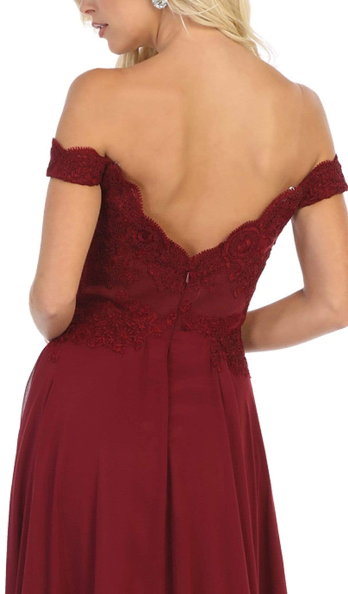 MQ1644B Embroidered Off-Shoulder A-Line Dress