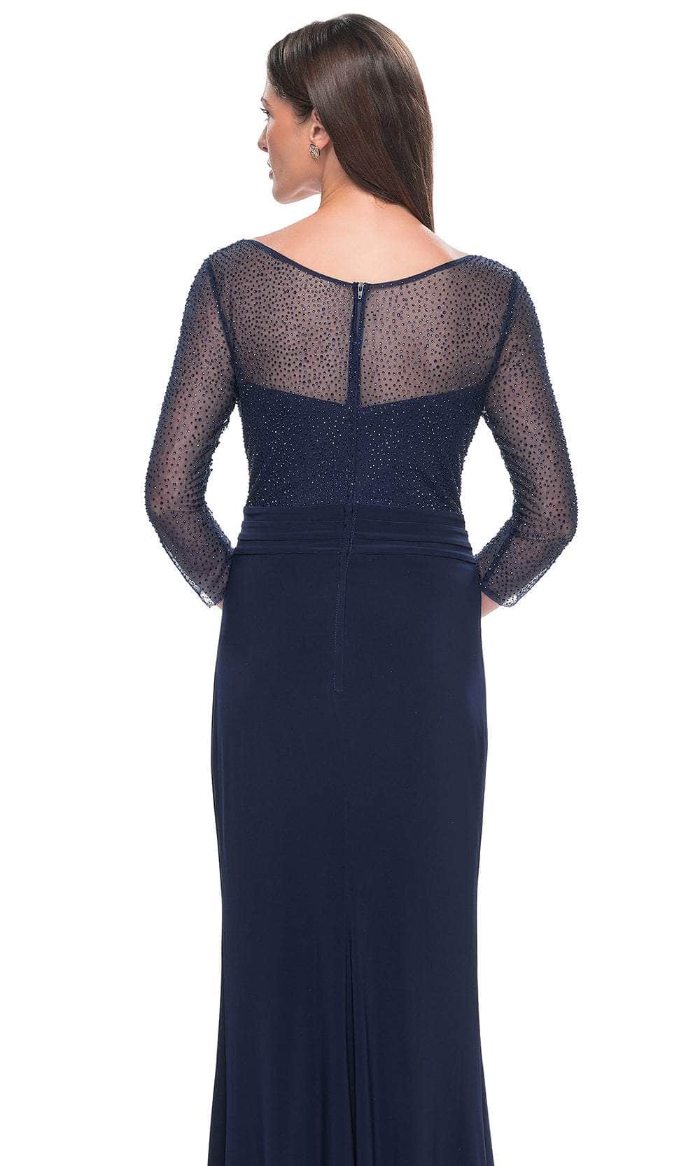 Illusion V-Neck Rhinestone Formal Dress