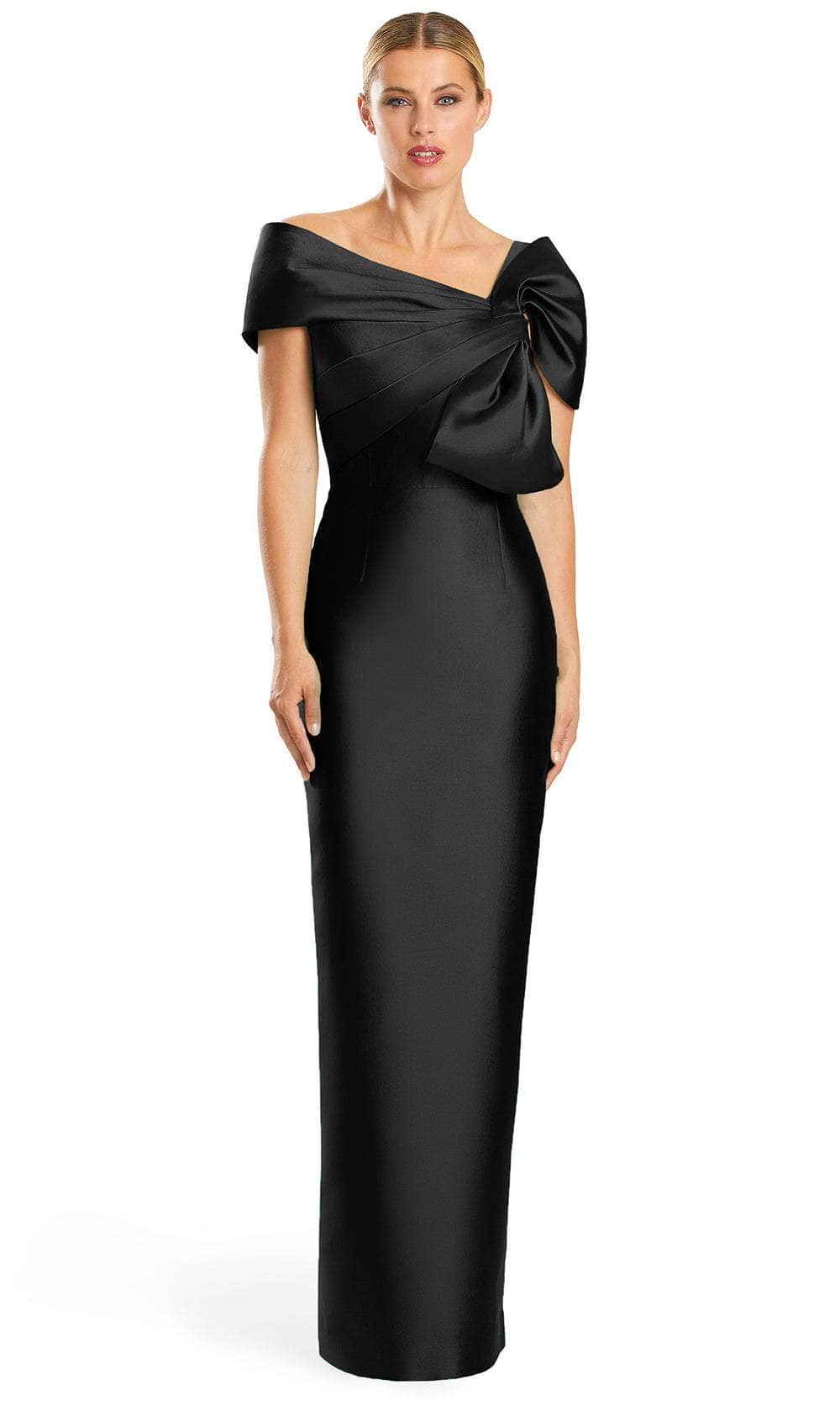 Off-Shoulder Bow Accented Evening Dress