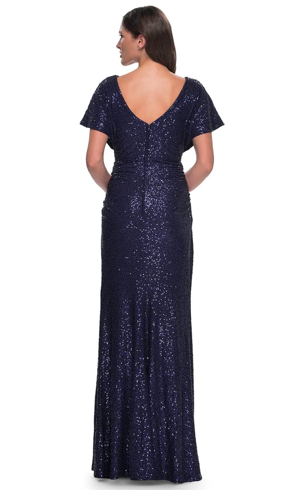 Dolman Sleeve Sequin Evening Dress