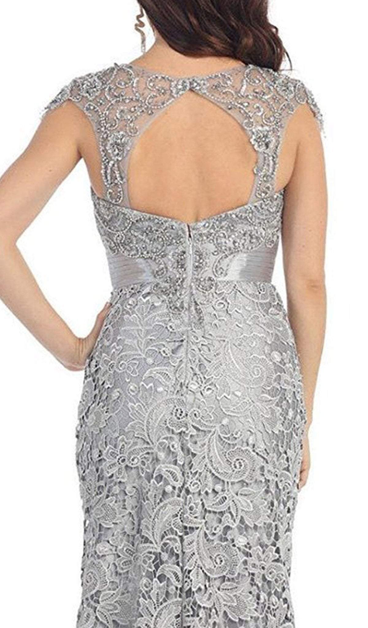 RQ7182 Rhinestone Lace Floral Evening Gown