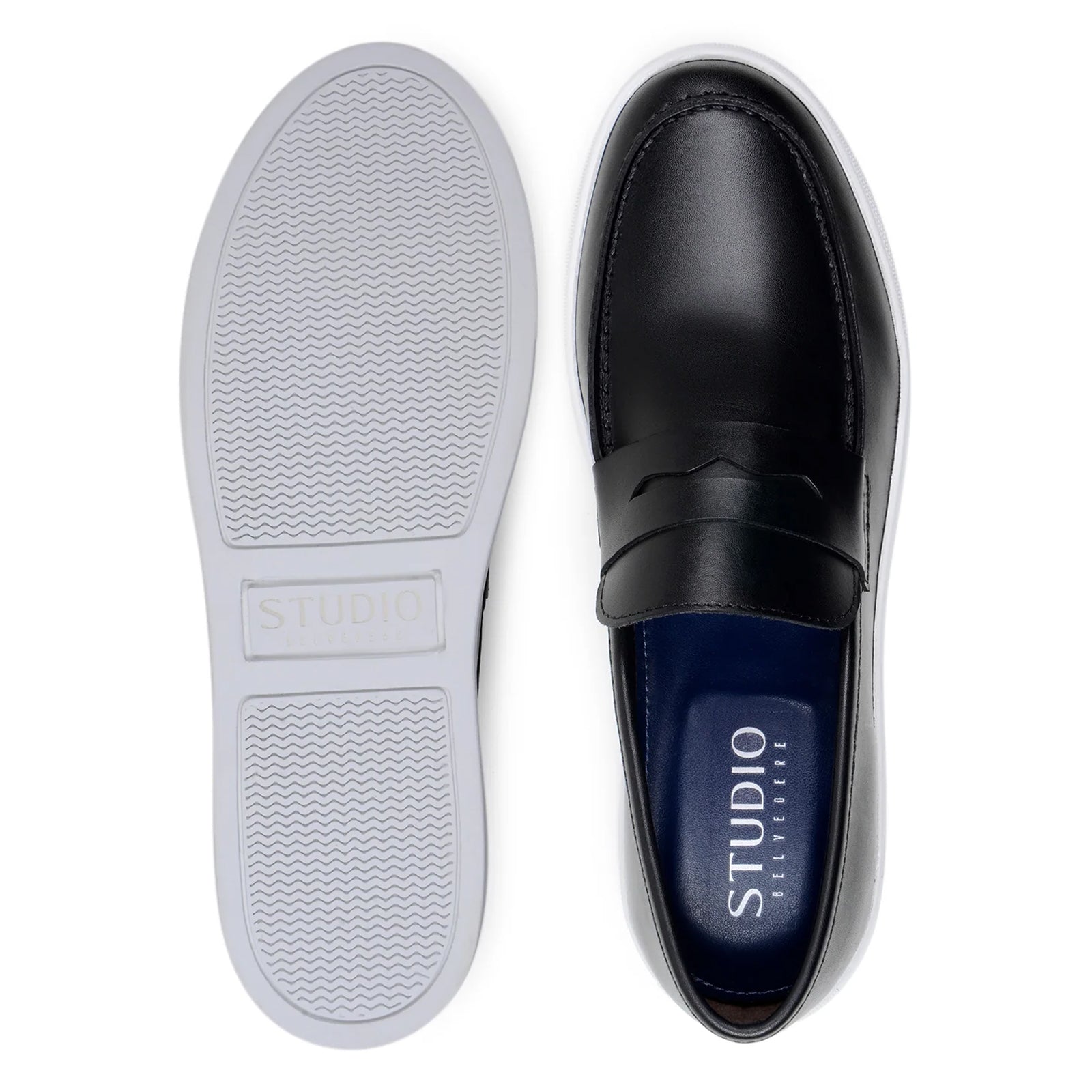 Men’s Belvedere Elliot Nappa Leather Casual Slip On Penny Loafer in Black