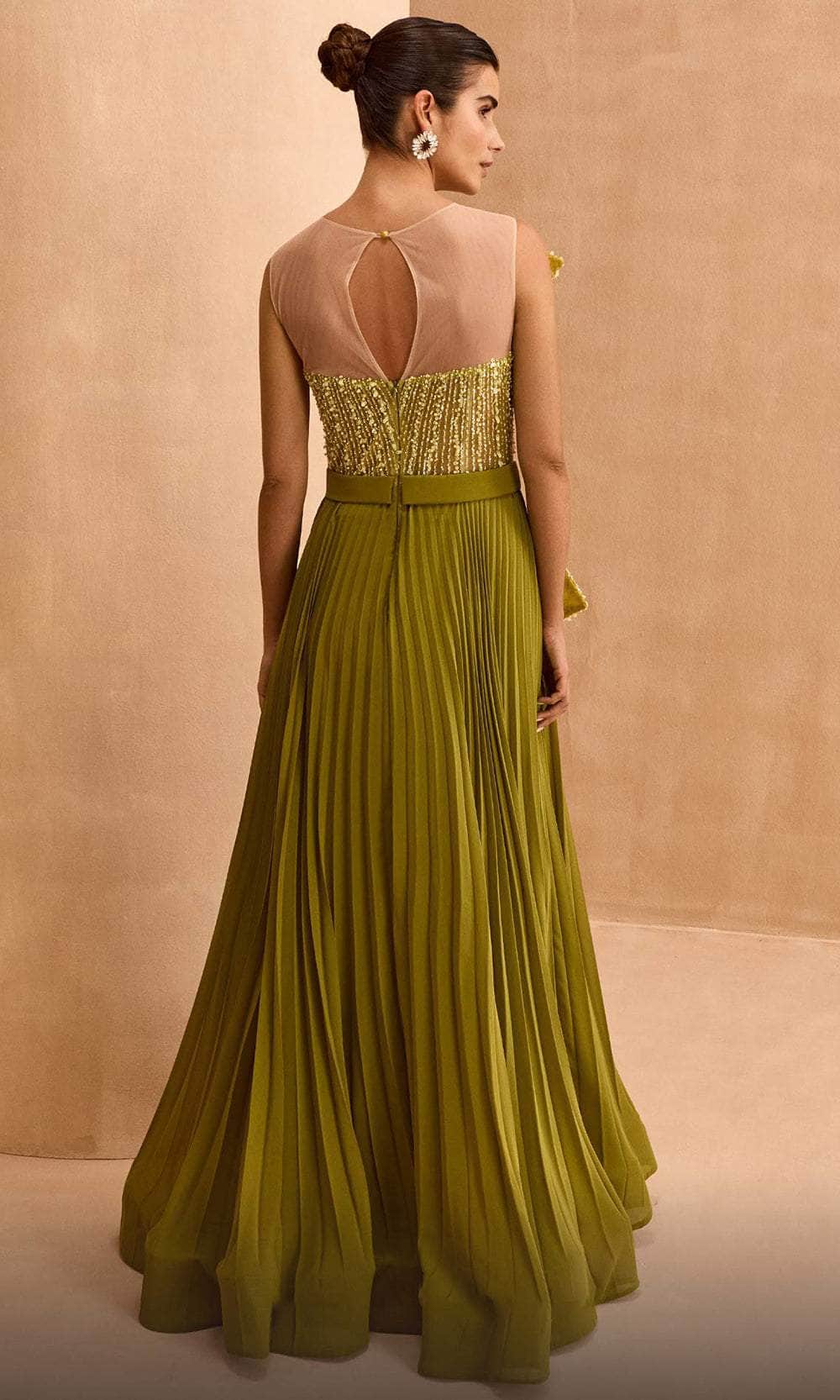 Beaded V-Neck Evening Dress