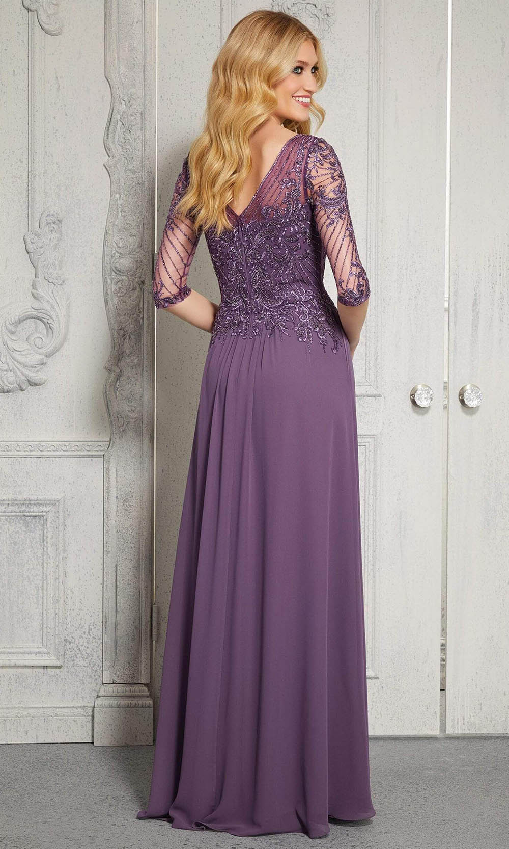 72412 Illusion Bateau A-Line Evening Dress