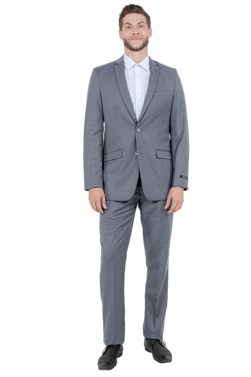 Men’s Basic Slim Fit Vested Business Suit in Grey