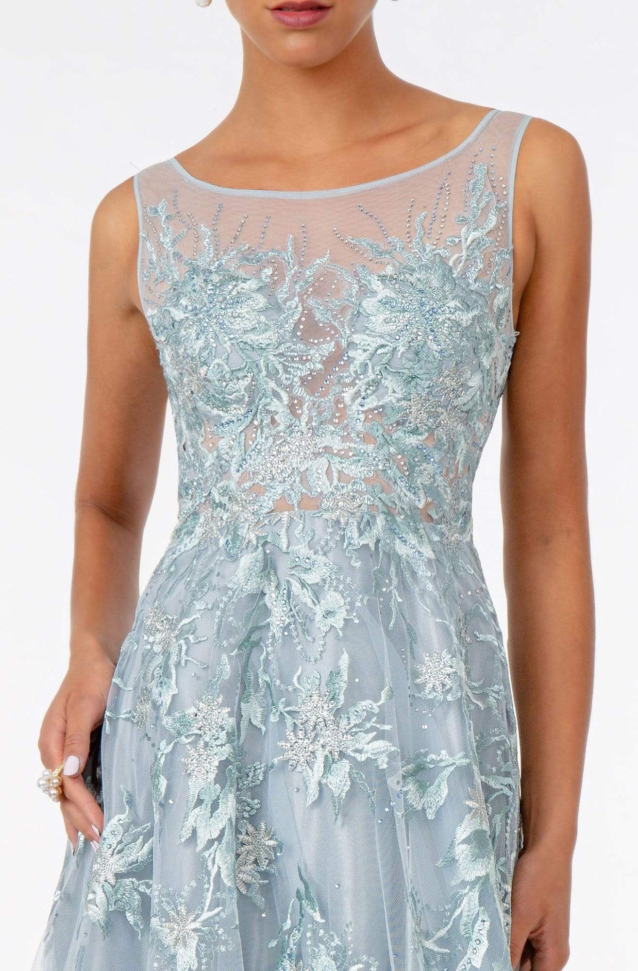 GL2979 Embroidered Bateau A-Line Gown