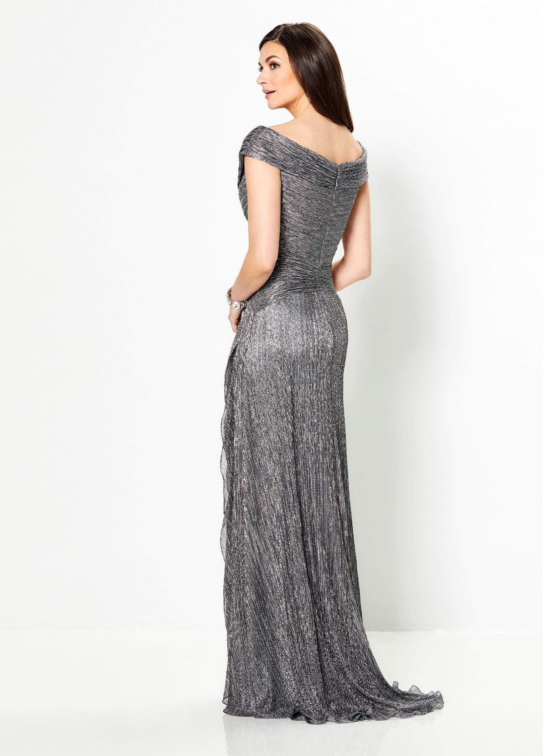 219975 Portrait V-Neck Cascading Ruffled Gown