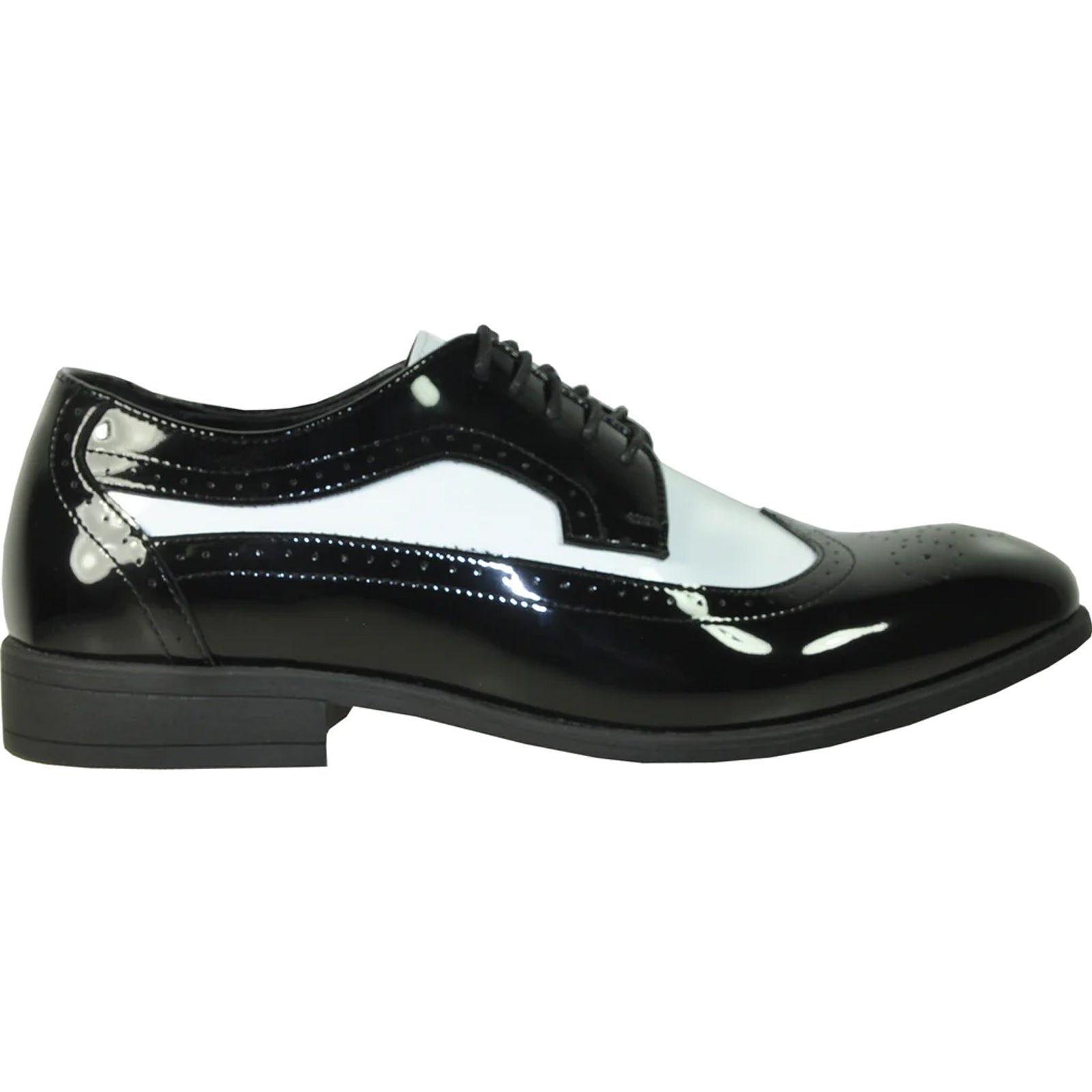 Mens 1920’s Gangster Wingtip Dress Shoe in Black & White