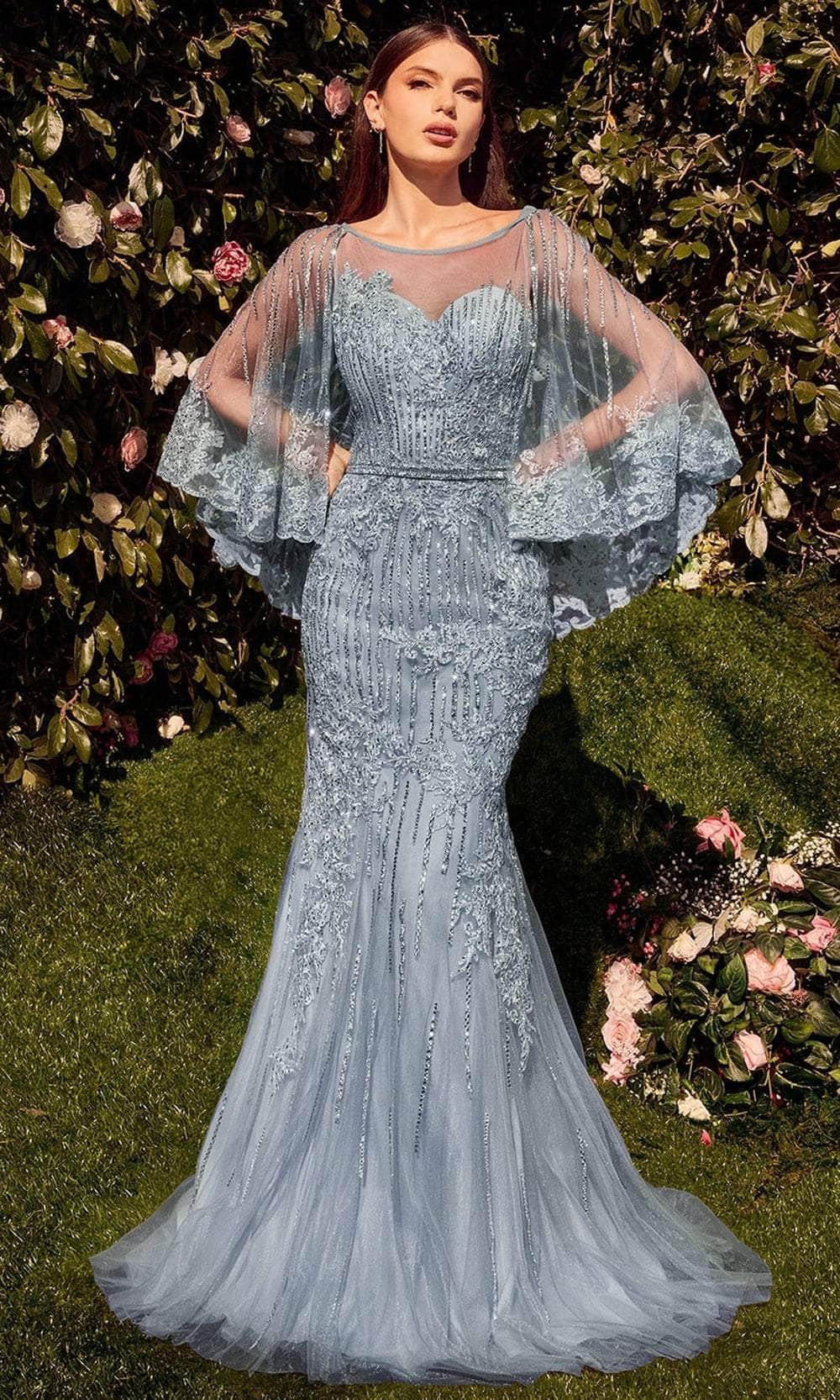 Cape Sleeve Evening Gown