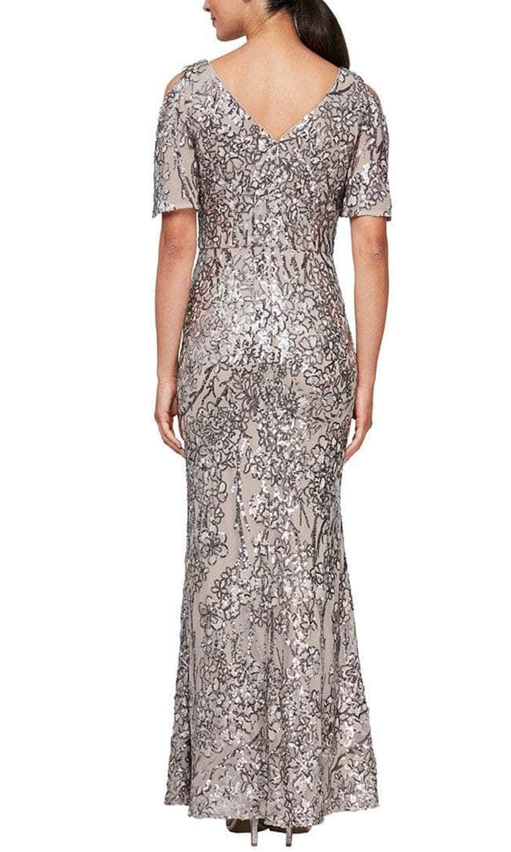 8196611 Flutter Sleeves Sequined Long Gown