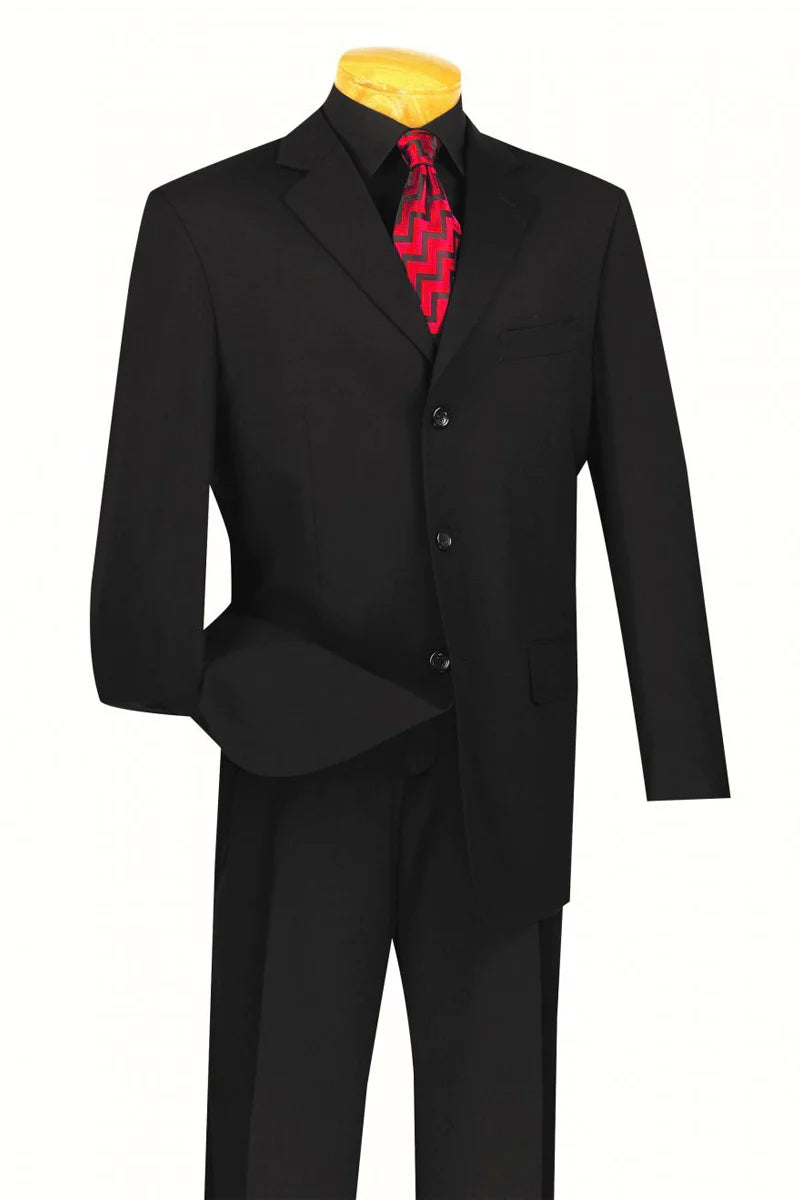 Mens Classic 3 Button Regular Fit Suit in Black