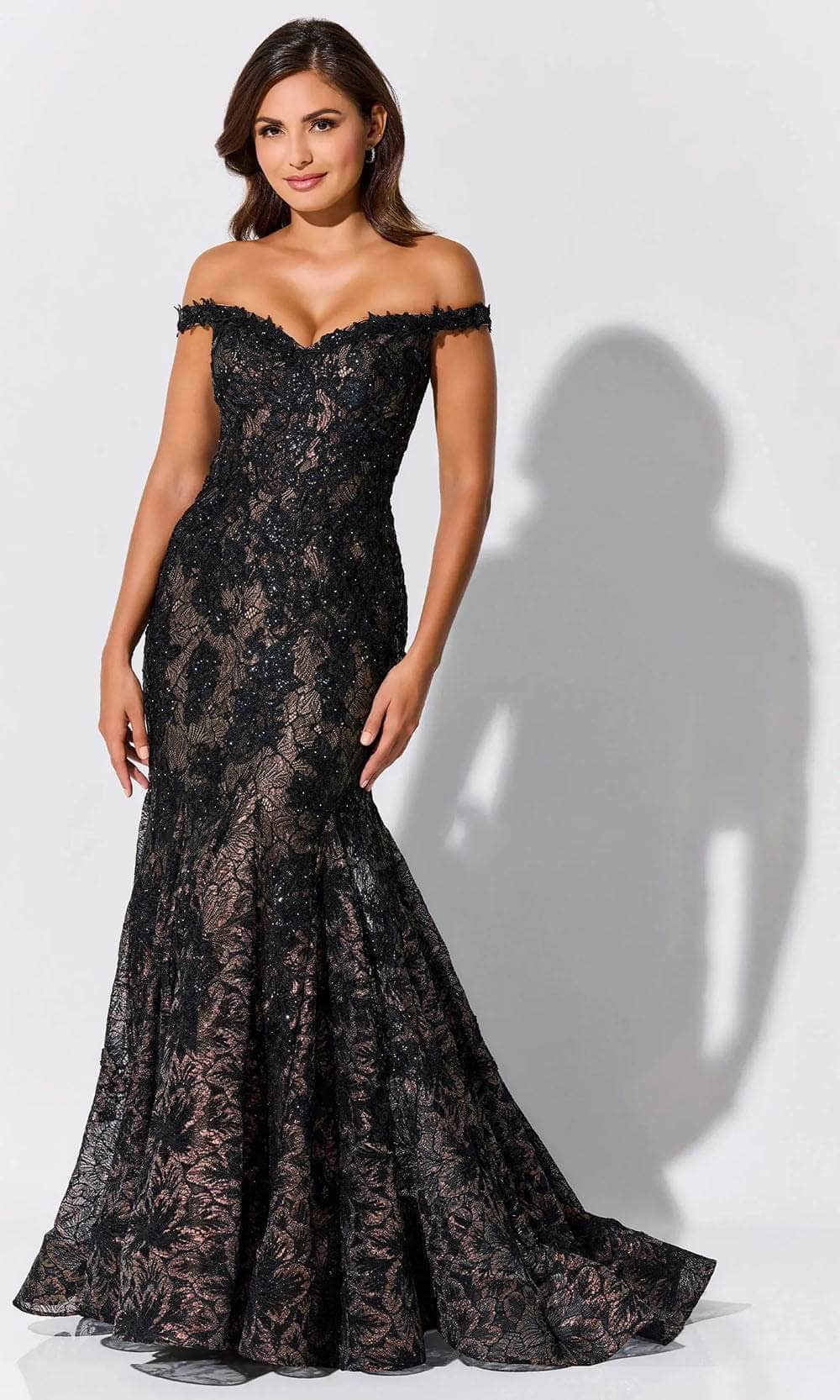 Sequin Embellished Lace Appliques Mother of the Bride Dress
