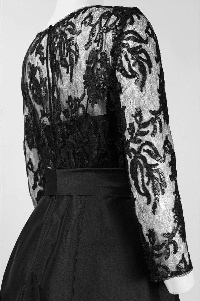 81916970 Quarter Sleeve Ribbon Ornate High Low Gown