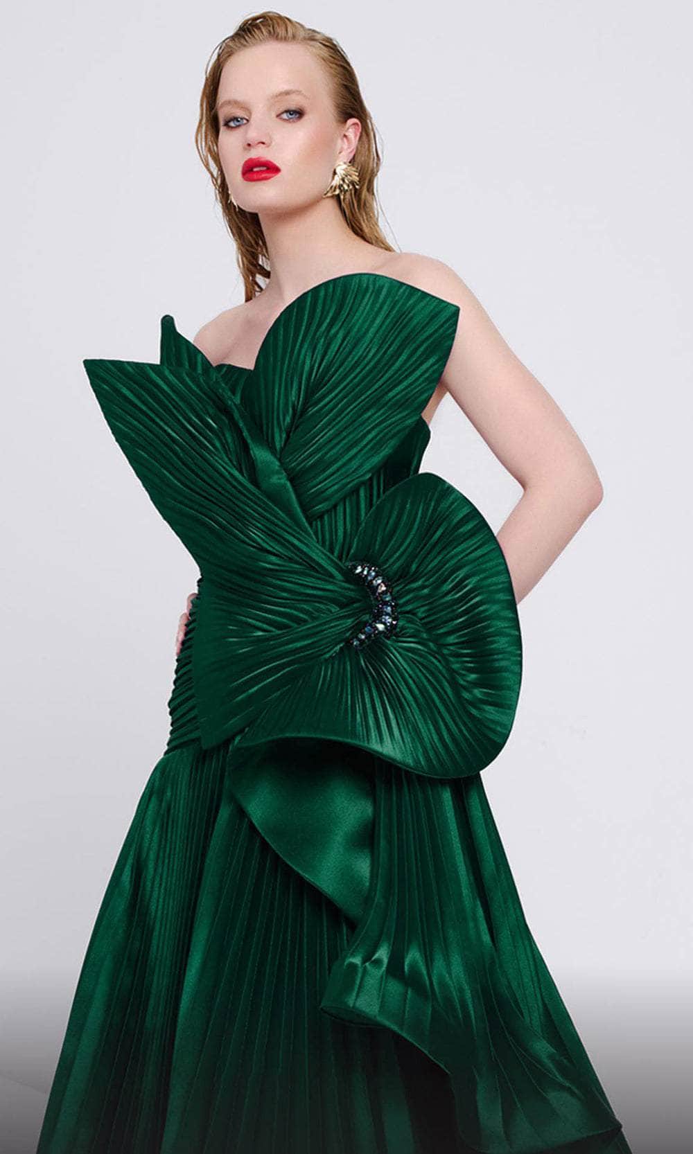Pleated Ribbon Evening Gown