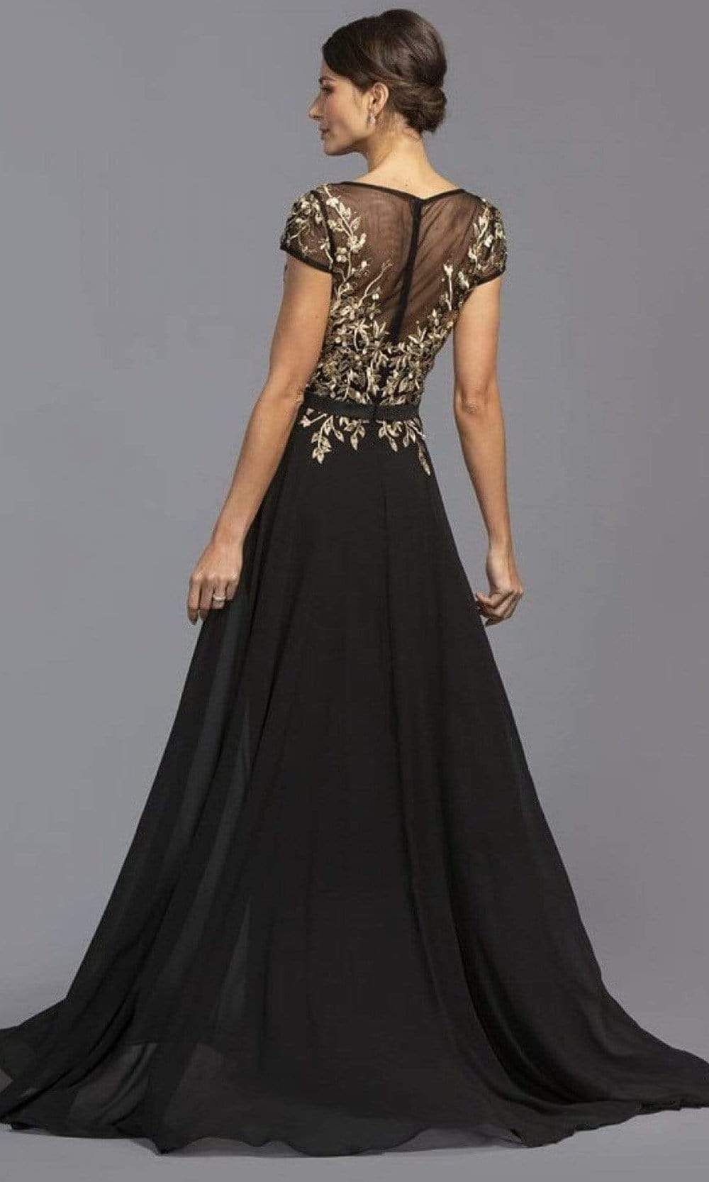 M2071 Modest Embroidered Chiffon Dress