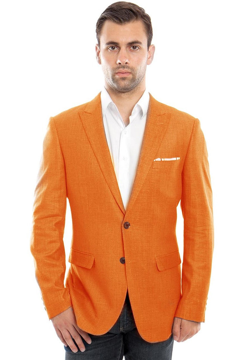 Men’s Two Button Summer Linen Blazer in Orange